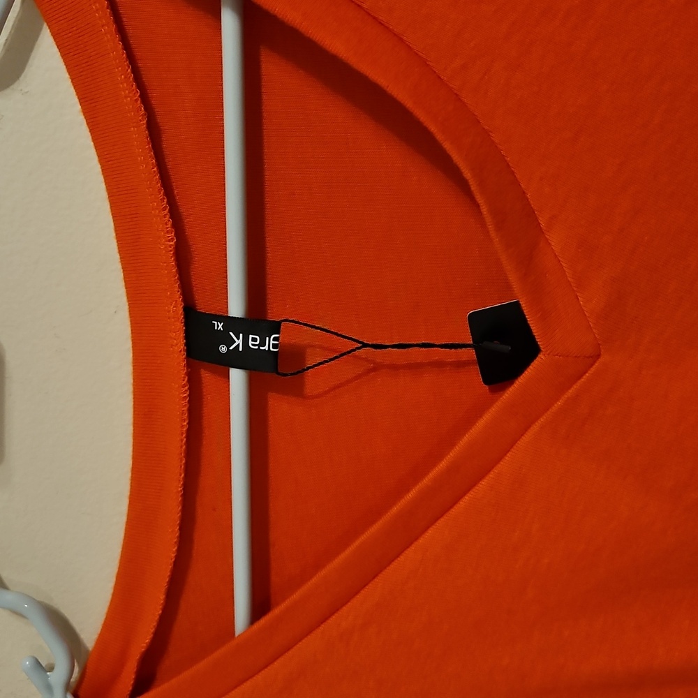 Allegra K Orange V Neck Blouse with Button Detail. NWT - Picture 4 of 7